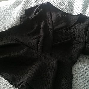 Asos Curve Black Textured Peplum Top